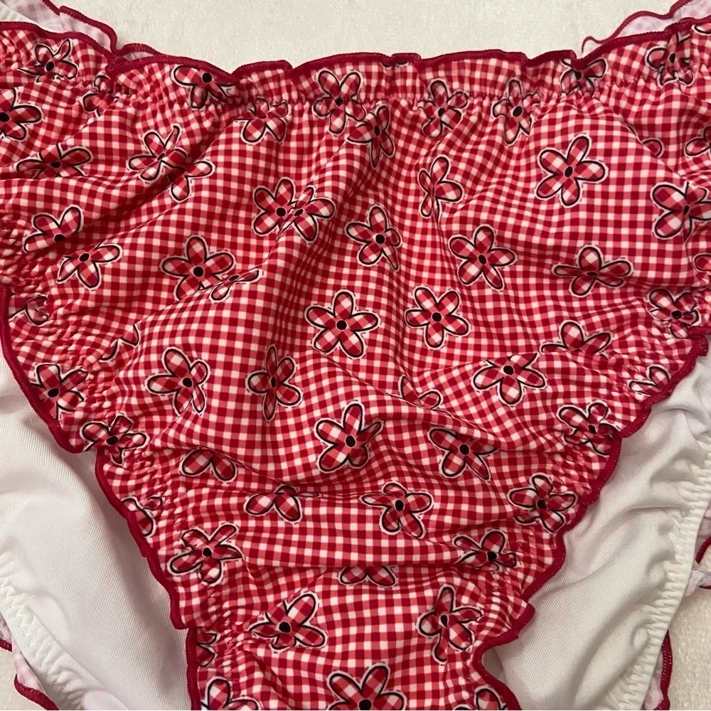 New! Frankie's Bikinis x PINK Red and White sweetwater Cheeky Bikini 3737